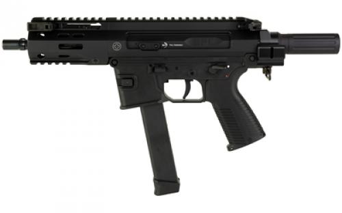 B&T SPC9, Semi-automatic Pistol, 9MM, 5.9 Barrel, Threaded And 3-Lug Muzzle, Polymer Receiver, Black, Ambidextrous Controls/Safety, Front/Rear Flip Sights, Glock Magazine Compatible, 32 Rounds, 1 Magazine, Includes Hard Case, Telescoping Brace Adapter BT-500003-PDW-G