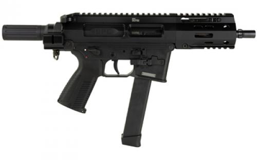 B&T SPC9, Semi-automatic Pistol, 9MM, 5.9" Barrel, Threaded And 3-Lug Muzzle, Polymer Receiver, Black, Ambidextrous Controls/Safety, Front/Rear Flip Sights, Glock Magazine Compatible, 32 Rounds, 1 Magazine, Includes Hard Case, Telescoping Brace Adapter BT-500003-PDW-G