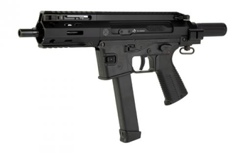 B&T SPC9, Semi-automatic Pistol, 9MM, 5.9" Barrel, Threaded And 3-Lug Muzzle, Polymer Receiver, Black, Ambidextrous Controls/Safety, Front/Rear Flip Sights, Glock Magazine Compatible, 32 Rounds, 1 Magazine, Includes Hard Case, Telescoping Brace Adapter BT-500003-PDW-G