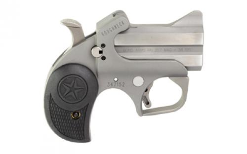 Bond Arms Roughneck, Derringer, 357 Magnum/38 Special, 2.5" Barrel, Steel, Silver, Rubber Grips, Fixed Sights, 2 Rounds, With Trigger Guard BARN-357/38