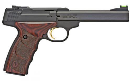 Browning Buck Mark Plus Rosewood UDX, Semi-automatic, Metal Frame Pistol, 22LR, 9.5" Barrel, Aluminum, Matte Finish, Black, Rosewood Grips, 10 Rounds, 1 Magazine 051429490