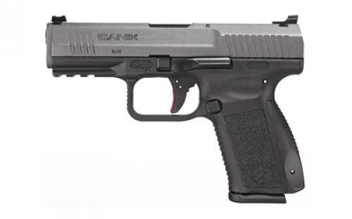 CANIK TP9SF Elite, Striker Fired, Semi-automatic, Polymer Frame Pistol, 9MM, 4.19" Barrel, Cerakote Finish, Tungsten Grey, Warren Tactical Sights With Red and Green Fiber Optic Front, 15 Rounds, 2 Magazines, Holster, Interchangeable Backstraps HG4869T-N