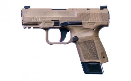 CANIK TP9 Elite SC, Striker Fired, Semi-automatic, Polymer Frame Pistol, 9MM, 3.6 Barrel, Cerakoted Finish,  Splinter Camo, Loaded Chamber Indicator, Reversible Magazine Release, 2 Magazines, (1)-12 Round and (1)- 15 Round, Holster, 2 Interchangeable Back Straps HG5610ST-N
