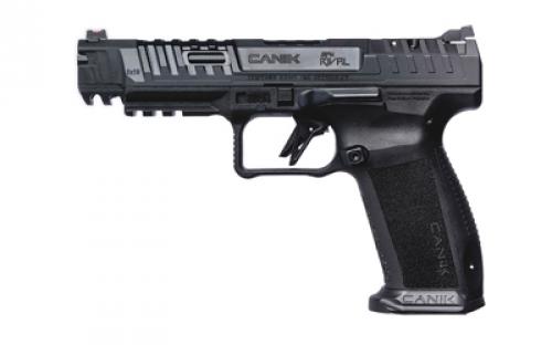 CANIK SFX Rival, Striker Fired, Semi-automatic, Polymer Frame Pistol, Full Size, 9MM, 5 Barrel, Dark Side, Self-Flared Magwell Frame, Fiber Optic Front Sight, Adjustable Rear Sight, 3 Interchangeable Back Straps, 18 Rounds 2 Magazines, Includes 2 Sided Holster, Magazine Loader, Cleaning Kit, Toolbox and Punch HG6815-N