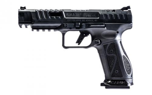 CANIK SFX Rival-S Darkside, Striker Fire, Semi-automatic, Steel Frame Pistol, Full Size, 9MM, 5 Barrel, Matte Finish, Darkside, Optics Ready, Fiber Optic Front Sight, Co-Witness Sights, 18 Rounds, 2 Magazines, Includes Competition Holster, (5) Optic Plates, (3) Sized Grips, (2) Aluminum Magazine Base Plates, Speed Loader, Cleaning Kit, Tool Kit & Punch HG7010-N