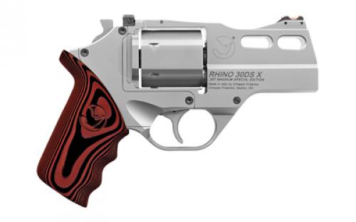 Chiappa Firearms Rhino, Revolver, Double Action/Single Action, 357 Magnum/38 Special, 3 Barrel, Alloy, Stainless Finish, Silver, Wood Grips, Fiber Optic Front Sight, Adjustable Rear Sight, 6 Rounds 340.308