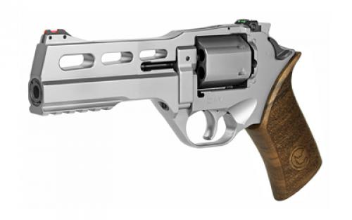Chiappa Firearms Rhino, Single Action Only, Revolver, 357 Magnum/38 Special, 5" Barrel, Alloy, Nickel Finish, Silver, Fiber Optic Sights, Walnut Grip, 6 Rounds, 3 Moon Clips CF340.247