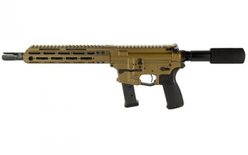 Christensen Arms CA9MM, Semi-automatic, Metal Frame Pistol, 9MM, 10.5 Carbon Fiber Barrel, Bronze, 9.25 M-LOK Handguard, 21 Rounds, Flared Magwell, Does Not Come With Pistol Brace 801-11034-01