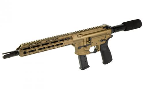 Christensen Arms CA9MM, Semi-automatic, Metal Frame Pistol, 9MM, 10.5" Carbon Fiber Barrel, Bronze, 9.25" M-LOK Handguard, 21 Rounds, Flared Magwell, Does Not Come With Pistol Brace 801-11034-01