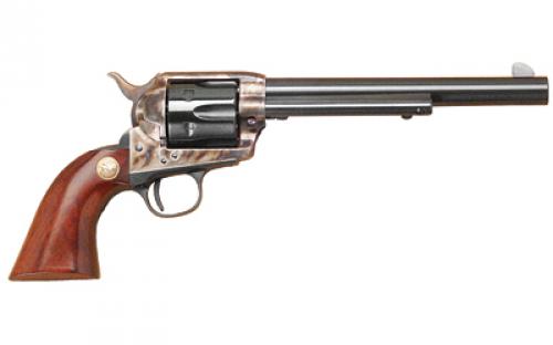 Cimarron Model P, Single Action Army, 45LC, 7.5" Barrel, Steel, Case Hardened Finish, Wood Grips, Fixed Sights, 6 Rounds MP415