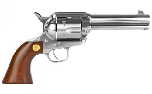 Cimarron Model P, Stainless Frontier, 45LC, 4.75" Barrel, Steel, Stainless Finish, Wood Grips, Fixed Sights, 6 Rounds MP4500