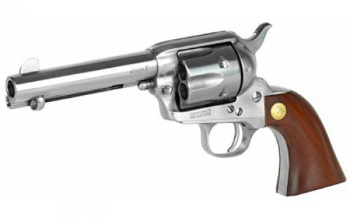 Cimarron Model P, Stainless Frontier, 45LC, 4.75" Barrel, Steel, Stainless Finish, Wood Grips, Fixed Sights, 6 Rounds MP4500