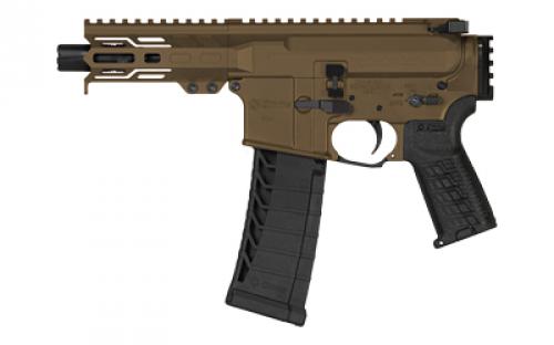 CMMG Banshee MK4, Semi-automatic, Pistol, 22 LR, 4.5 Barrel, Threaded 1/2x28, ZEROED Flash Hider, Cerakote Finish, Midnight Bronze, ZEROED Polymer Grip, Picatinny End Cap, 4 Free Float M-LOK Handguard, Manual Safety, 25 Rounds, 1 Magazine 22A5BD2-MB