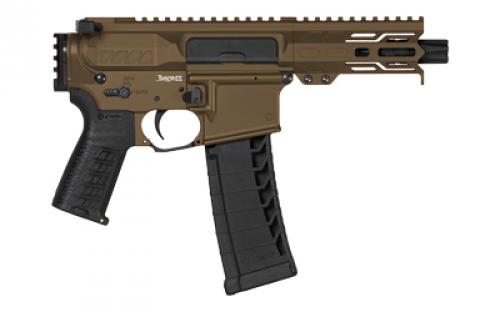 CMMG Banshee MK4, Semi-automatic, Pistol, 22 LR, 4.5" Barrel, Threaded 1/2x28, ZEROED Flash Hider, Cerakote Finish, Midnight Bronze, ZEROED Polymer Grip, Picatinny End Cap, 4" Free Float M-LOK Handguard, Manual Safety, 25 Rounds, 1 Magazine 22A5BD2-MB