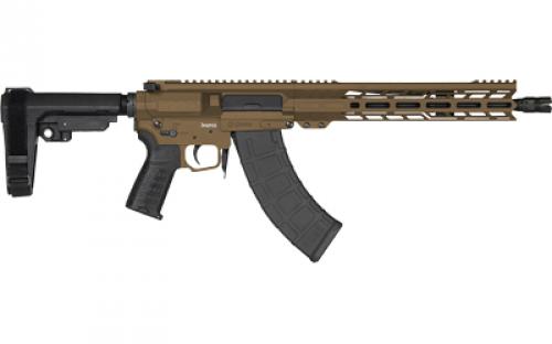 CMMG Banshee MK47, Semi-automatic Pistol, AK, 7.62x39MM, 12.5" Threaded Barrel, 5/8x24, CMMG Zeroed Linear Compensator, Cerakote Finish, Midnight Bronze, M-LOK Handguard, CMMG Zeroed Polymer Grip, Pistol Tube, Manual Safety, 30 Rounds, 1 Magazine PE-76A0B33-MB