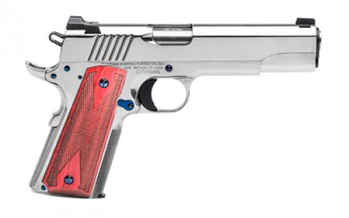 Standard Manufacturing Company 1911, Single Action Only, Semi-automatic, Metal Frame Pistol, Full Size, 45 ACP, 5 Stainless Steel Match Grade Barrel, 4140 Carbon Steel Frame, Nickel Finish, Rosewood Double Diamond Grips, High Profile Low-Mount Tactical Sights, Manual Thumb Safety, Medium Solid Match Grade Trigger and Enhanced Machined Hammer with 4.5 Trigger Pull, 7 Rounds, 1 Mag