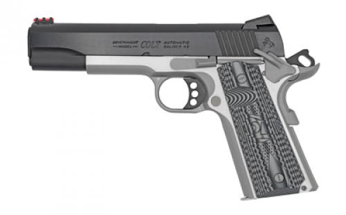 Colt's Manufacturing Competition Two-tone, Semi-automatic, Metal Frame Pistol, Full Size, 45ACP, 5 Barrel, Steel, Two-tone Finish, G10 Grips, Novak Red Fiber Optic Front Sight, Novak Adjustable Rear Sight, 8 Rounds, 1 Magazine, Series 70 Firing System O1070CCS-TT