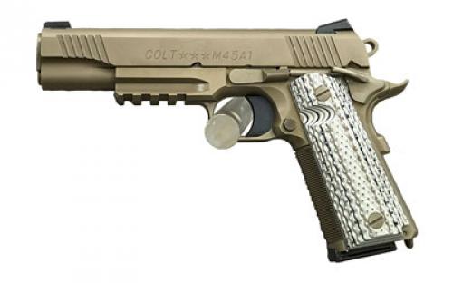 Colt's Manufacturing Government CQB, 1911, Semi-automatic, Metal Frame Pistol, Full Size, 45ACP, 5 National Match Barrel, Steel, Flat Dark Earth Cerakote Finish, G10 Grips, Novak Night Sights, 8 Rounds, 1 Magazine O1070CQB