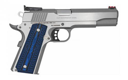 Colt's Manufacturing Gold Cup Lite, 1911, Semi-automatic, Metal Frame Pistol, Full Size, 9MM, 5" Barrel, Steel, Brushed Stainless Finish, G10 Grips, Fiber Optic Front and Adjustable Rear Sights, 9 Rounds, 1 Magazine, Upswept Beavertail Grip Safety O5072GCL