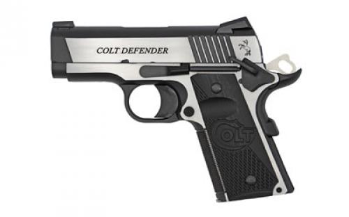 Colt's Manufacturing Combat Elite Defender, 1911, Semi-automatic, Metal Frame Pistol, 9MM, 3 Barrel, Steel, Two-Tone Finish, G10 Grips, Novak Nights Sights, Ambidextrous Thumb Safety, 9 Rounds, 1 Magazine, Upswept Beavertail Grip Safety O7082CE