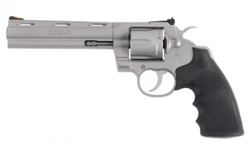 Colt's Manufacturing Python, Double Action, Steel Frame Revolver, 357 Magnum/38 Special, 6 Barrel, Stainless Steel, Bead Blast Finish, Black Hogue Rubber Grips, Blade Front/Adjustable Rear Sights, 6 Rounds PYTHON-SM6RTS