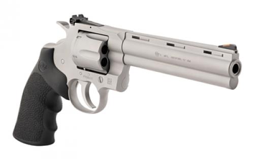 Colt's Manufacturing Python, Double Action, Steel Frame Revolver, 357 Magnum/38 Special, 6" Barrel, Stainless Steel, Bead Blast Finish, Black Hogue Rubber Grips, Blade Front/Adjustable Rear Sights, 6 Rounds PYTHON-SM6RTS