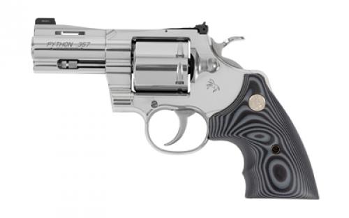 Colt's Manufacturing Python Combat Elite, Double Action, Steel Frame Revolver, 357 Magnum, 3 Barrel, Stainless Steel Finish, Silver, G10 Grips, Fixed Front Night Sight, 6 Rounds PYTHON-SP3NS