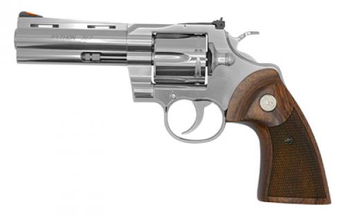 Colt's Manufacturing Python, Revolver, Double Action Only, 357 Magnum, 4.25 Barrel, Steel, Stainless Finish, Walnut Grips, Red Ramp Front/Adjustable Rear Sight, 6 Rounds PYTHON-SP4WTS