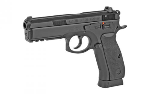 CZ 75 SP-01, Double Action/Single Action, Semi-automatic, Metal Frame Pistol, Full Size, 9MM, 4.6" Cold Hammer Forged Barrel, Steel, Black, Rubber Grips, Fixed Sights, 10 Rounds, 2 Magazines 01152