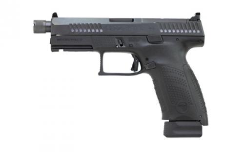 CZ P-10 C Suppressor and Optic Ready, Striker Fired, Semi-automatic, Polymer Frame Pistol, Compact, 9MM, 4.61 Threaded Barrel, 1/2X28, Nitride Slide Finish, Black, 3 Interchangeable Backstraps, High Fixed Sights, Optic Ready, Integrated Trigger Safety, 17 Rounds, 2 Magazines 91513