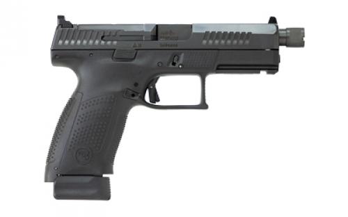 CZ P-10 C Suppressor and Optic Ready, Striker Fired, Semi-automatic, Polymer Frame Pistol, Compact, 9MM, 4.61" Threaded Barrel, 1/2X28, Nitride Slide Finish, Black, 3 Interchangeable Backstraps, High Fixed Sights, Optic Ready, Integrated Trigger Safety, 17 Rounds, 2 Magazines 91513