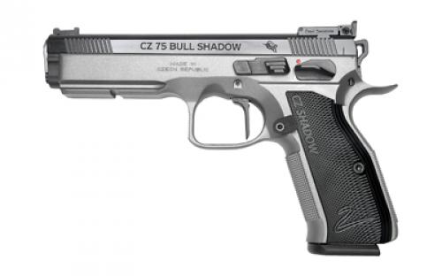 CZ Custom Shadow Bull Accu, Semi-automatic, DA/SA, Full, 9MM, 5 Inch Barrel, Black, Aluminum, Ambidextrous, Manual Safety, Adjustable Rear Sight & Fiber Optic Front, Steel, 16 Rounds, 2 Magazines 91037
