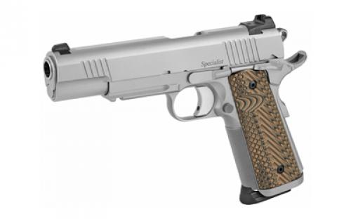 Dan Wesson Specialist, Semi-automatic, 1911, Full Size, 45 ACP, 5" Barrel, Steel Frame, Stainless Finish, G10 Grips, 8Rd, 1913 Rail, Ambidextrous Safety, Night Sights 01802