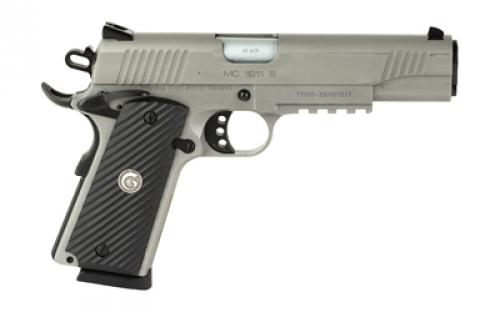 Girsan MC1911S, Semi-automatic, 1911, Metal Frame Pistol , Full Size, 45ACP, 5" Barrel, Stainless Finish, Silver, Synthetic Grips, Extended Beavertail, Accessory Rail, Fixed Novak Sights, 8 Rounds, 1 Magazine 390056