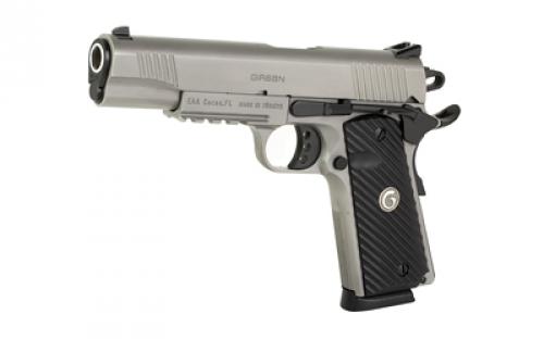 Girsan MC1911S, Semi-automatic, 1911, Metal Frame Pistol , Full Size, 45ACP, 5" Barrel, Stainless Finish, Silver, Synthetic Grips, Extended Beavertail, Accessory Rail, Fixed Novak Sights, 8 Rounds, 1 Magazine 390056