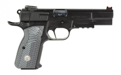 Girsan MCP35 OPs, Semi-automatic, Single Action, Full Size, 9MM, 4.87" Barrel, Steel Framed Pistol, Blued Finish, G10 Grips, Ambidextrous Safety, Dovetail Rear Adjustable Sights, Fiber Optic Front Sight,  Accessory Rail, 15 Rounds, 1 Magazine 390470