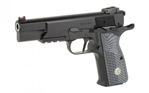 Girsan MCP35 OPs, Semi-automatic, Single Action, Full Size, 9MM, 4.87" Barrel, Steel Framed Pistol, Blued Finish, G10 Grips, Ambidextrous Safety, Dovetail Rear Adjustable Sights, Fiber Optic Front Sight,  Accessory Rail, 15 Rounds, 1 Magazine 390470