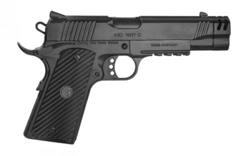 Girsan MC1911C, Semi-automatic, Metal Frame Pistol, Commander Size, 10MM, 4.4" Barrel, Black, Composite Like G10 Grips, Accessory Rail, Fixed Novak Sights, 9 Rounds, 1 Magazine 390603