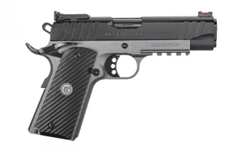 Girsan MC1911C, Semi-automatic, Metal Frame Pistol, Commander Size, 10MM, 4.4" Barrel, Black Frame, Silver Slide, Composite Like G10 Grips, Accessory Rail, Super Sight Fully Adjustable Rear With Fiber Optic Front Sight, 9 Rounds, 1 Magazine 390608