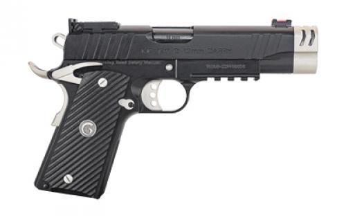 Girsan MC1911C, Semi-automatic, Metal Frame Pistol, Commander Size, 10MM, 4.4" Barrel with Compensator, Black, Composite Like G10 Grips, Accessory Rail, Super Sight Fully Adjustable Rear With Fiber Optic Front Sight, 9 Rounds, 1 Magazine 390616