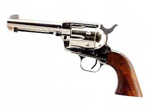 European American Armory Bounty Hunter, Single Action Army, 357 Magnum, 4.5 Barrel, Steel Frame, Nickel Finish, Walnut Grips, Fixed Sights, 6 Rounds 770070