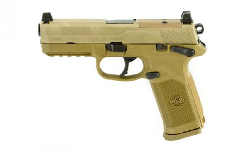FN America FNX-45 Tactical, DA/SA, Semi-automatic, Full Size Pistol, 45 ACP, 4.5 Barrel, Polymer Frame, Flat Dark Earth Finish, Night Sights, 10Rd, 2 Magazines, Fired Case, Manual Safety, Optics Ready, State Compliant Model 66-100223