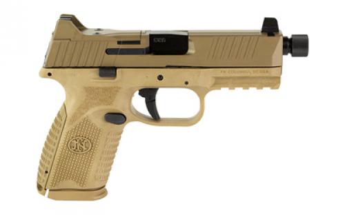 FN America FN509M Tactical, Striker Fire, Semi-automatic, Polymer Frame Pistol, Mid-Size, 9MM, 4.5" Threaded Barrel, PVD Finish, Flat Dark Earth, Interchangeable Grips, Suppressor Height Night Sights, Non-Manual Safety, 2 Magazines - (1)-15 Round, (1)-24 Round, Optics Ready 66-100745