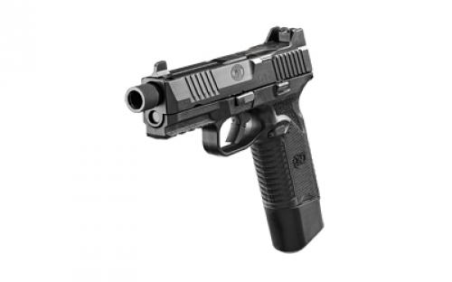 FN America FN 545 Tactical, Semi-automatic, Striker Fired, Full Size, 45 ACP, 4.71 Barrel, Polymer Frame, Black, 1 -18 Rd Magazines and 1-15Rd Magazine, Non-Manual Safety, Suppressor Height Night Sights, Low Profile Optics Mounting System, Barrel Threaded .578x28, Sight Protecting Slide Cap, Loaded Chamber Indicator, Interchangeable Backstraps, 1913 Accessory Rail, Ambi Slide Sto