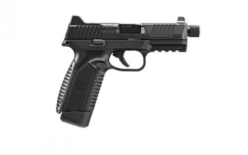 FN America FN 545 Tactical, Semi-automatic, Striker Fired, Full Size, 45 ACP, 4.71 Barrel, Polymer Frame, Black, 2 Magazines, 10Rds, Non-Manual Safety, Suppressor Height Night Sights, Low Profile Optics Mounting System, Barrel Threaded .578x28, Sight Protecting Slide Cap, Loaded Chamber Indicator, Interchangeable Backstraps, 1913 Accessory Rail, Ambi Slide Stop Lever, Ambi Mag Re