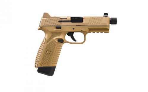 FN America FN 545 Tactical, Semi-automatic, Striker Fired, Full Size, 45 ACP, 4.71" Barrel, Polymer Frame, Flat Dark Earth, 2 Magazines, 10Rds, Non-Manual Safety, Suppressor Height Night Sights, Low Profile Optics Mounting System, Barrel Threaded .578x28, Sight Protecting Slide Cap, Loaded Chamber Indicator, Interchangeable Backstraps, 1913 Accessory Rail, Ambi Slide Stop Lever, A