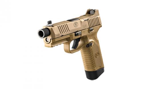 FN America FN 545 Tactical, Semi-automatic, Striker Fired, Full Size, 45 ACP, 4.71" Barrel, Polymer Frame, Flat Dark Earth, 2 Magazines, 10Rds, Non-Manual Safety, Suppressor Height Night Sights, Low Profile Optics Mounting System, Barrel Threaded .578x28, Sight Protecting Slide Cap, Loaded Chamber Indicator, Interchangeable Backstraps, 1913 Accessory Rail, Ambi Slide Stop Lever, A