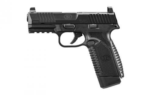 FN America FN 545 MRD, Semi-automatic, Striker Fired, Polymer Frame Pistol, Full Size, 45 ACP, 4.1 Barrel, Anodized Finish, Black, Optic Height Sights, Optics Ready, 10 Rounds, 2 Magazines 66-101389
