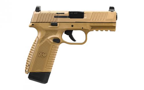 FN America FN 545 MRD, Semi-automatic, Striker Fired, Polymer Frame Pistol, Full Size, 45 ACP, 4.1" Barrel, Anodized Finish, Flat Dark Earth, Optic Height Sights, Optics Ready, 10 Rounds, 2 Magazines 66-101390