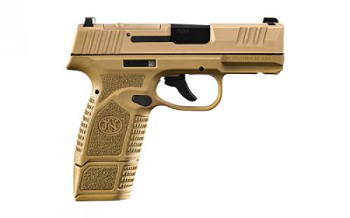 FN America Reflex MRD, Semi-automatic Pistol, Polymer Frame, Internal Hammer Fired, Single Action Only, Micro Compact, 9MM, 3.3" Cold Hammer Forged Barrel, PVD Finish, Flat Dark Earth, Optics Ready, Non-Manual Safety, Tritium Front Sight, 2 Dot Rear Sight, 2 Magazines, (1) 15 Round, (1) 11 Round 66-101411